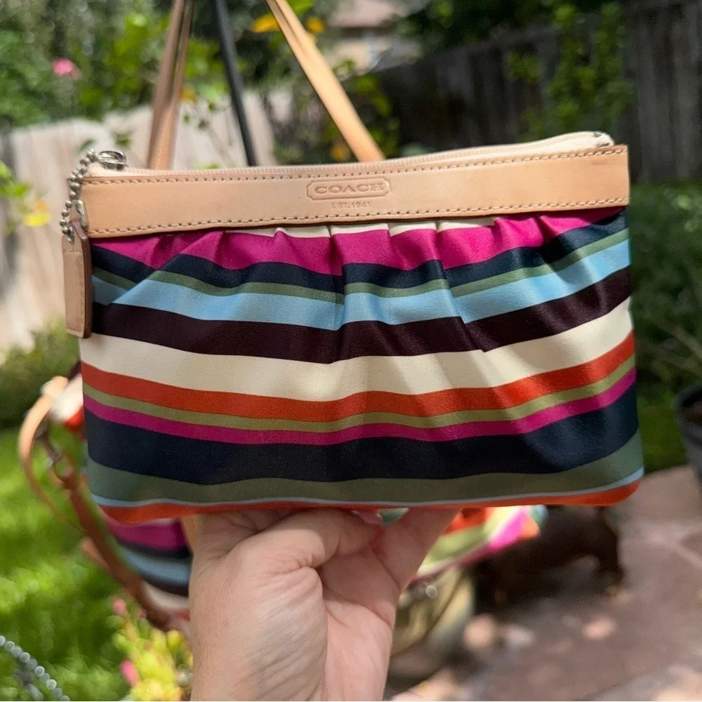 Rare Coach Legacy Stripe Leah Large Tote Purse & Matching Wristlet